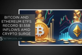Bitcoin and Ethereum ETFs record .555 billion inflows amid a surge in crypto