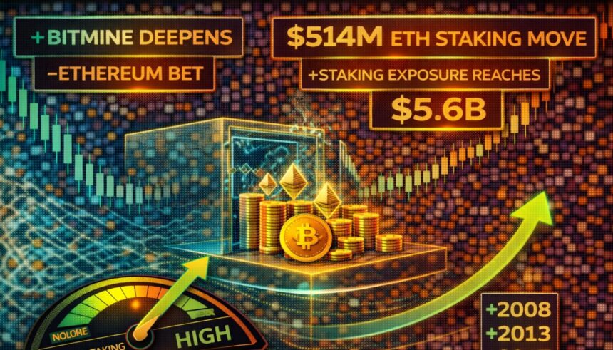 Bitmine deepens its bet on Ethereum with 4 million in ETH staking – staking exposure reaches .6 billion